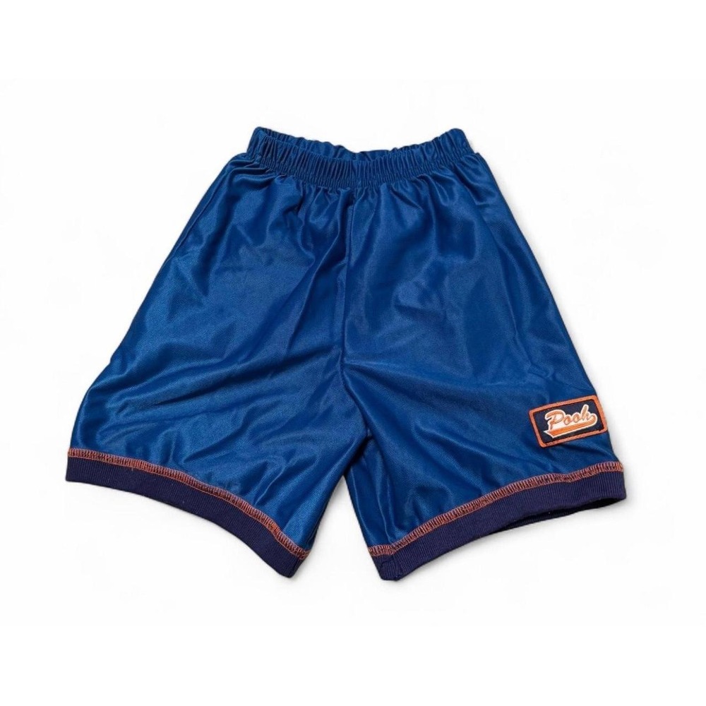 Vintage Pooh Boys Blue Athletic Basketball Shorts Size 3T Orange Stitch